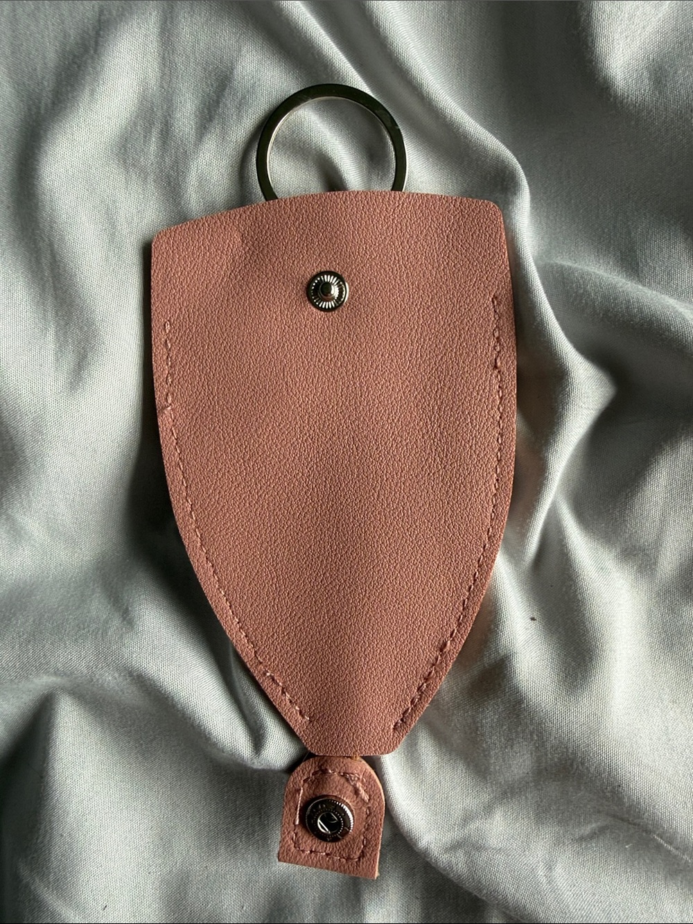 Soft Pink Leather Key & Card Holder with Ring